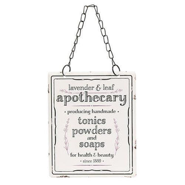 Lavender & Leaf Apothecary Hanging Metal Sign - The Fox Decor